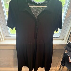 Forever 21 Black Notched Collar Button Down Shirt